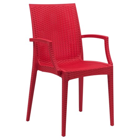 Kd 35 x 16 in. Weave Mace Indoor & Outdoor Chair with Arms, Red KD3026965